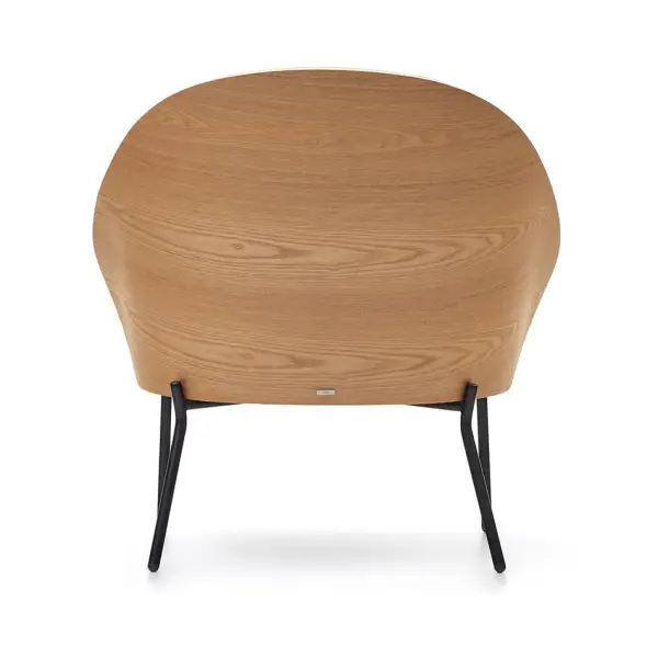 Sillón de fresno tapizado en gris pata metálica negra Eamy