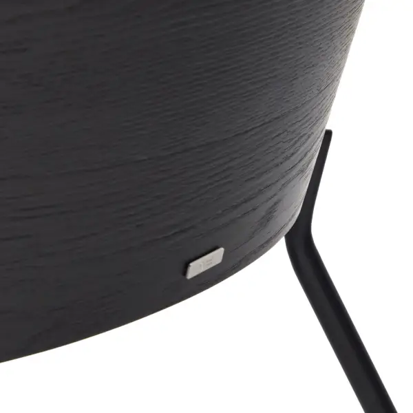 Sillón de fresno negro tapizado en gris pata metálica negra Eamy