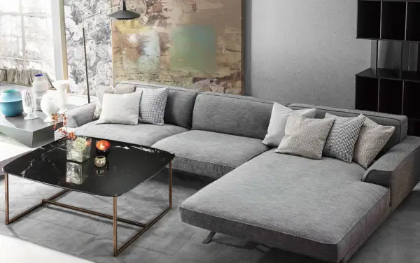 Sofá con chaise longue de diseño Crognale