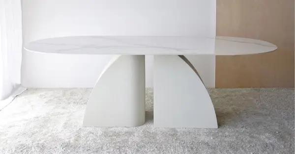 Mesa de comedor cerámico blanco Norte