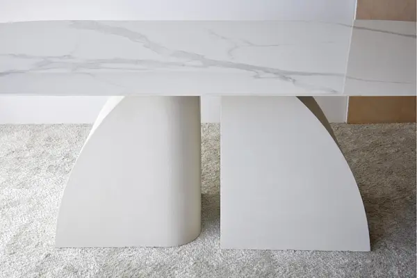 Mesa de comedor cerámico blanco Norte