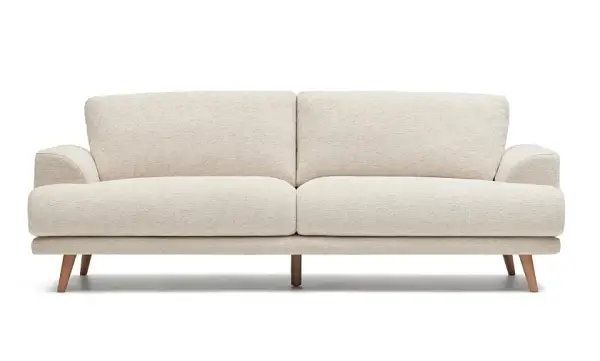 Sofá blanco y patas de madera maciza de haya Karin
