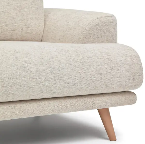 Sofá blanco y patas de madera maciza de haya Karin