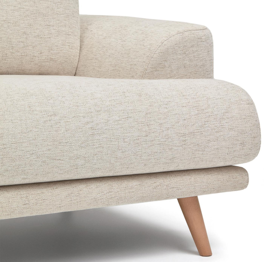 Sofá blanco y patas de madera maciza de haya Karin