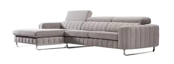 Sofá tapizado con chaiselongue de diseño patas metal Booker