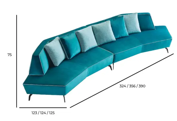 Sofá extra grande de diseño curvo Kurt