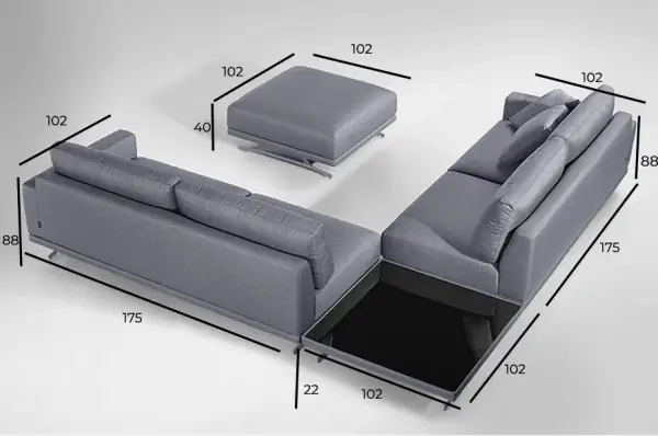 Conjunto sofás puf y mesa Marvin