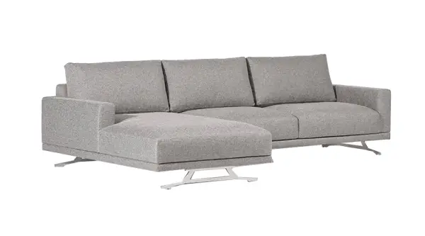 Sofá con chaiselongue tapizado patas metal Marvin