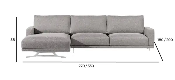 Sofá con chaiselongue tapizado patas metal Marvin