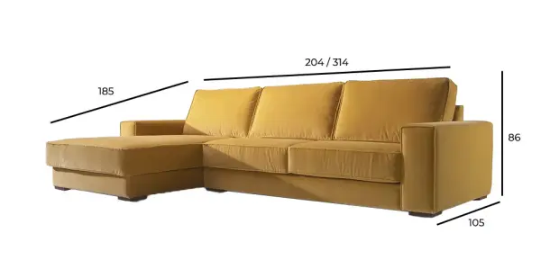 Sofá con chaiselongue tapizado Louis