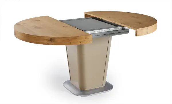 Mesa de comedor extensible redonda en chapa natural Savona