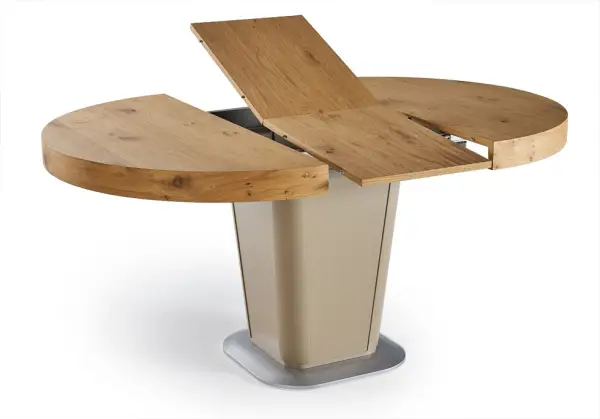 Mesa de comedor extensible redonda en chapa natural Savona