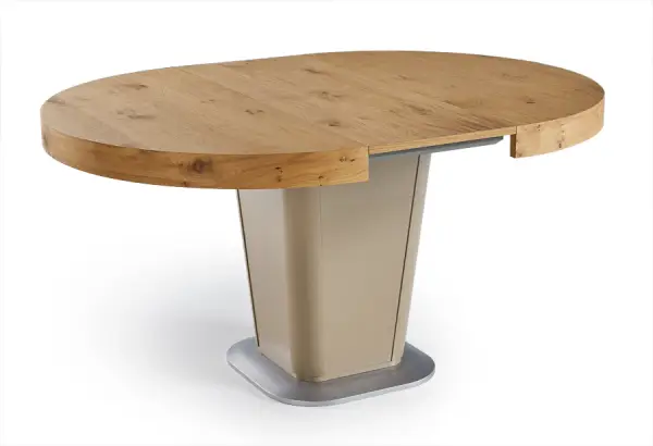 Mesa de comedor extensible redonda en chapa natural Savona