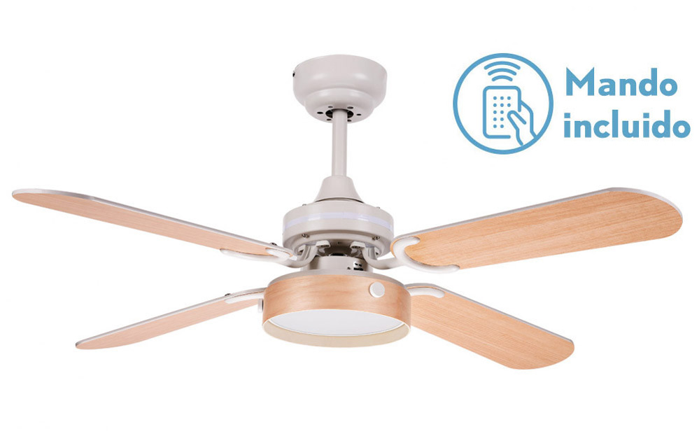 Ventilador blanco 4 aspas control remoto Bornan