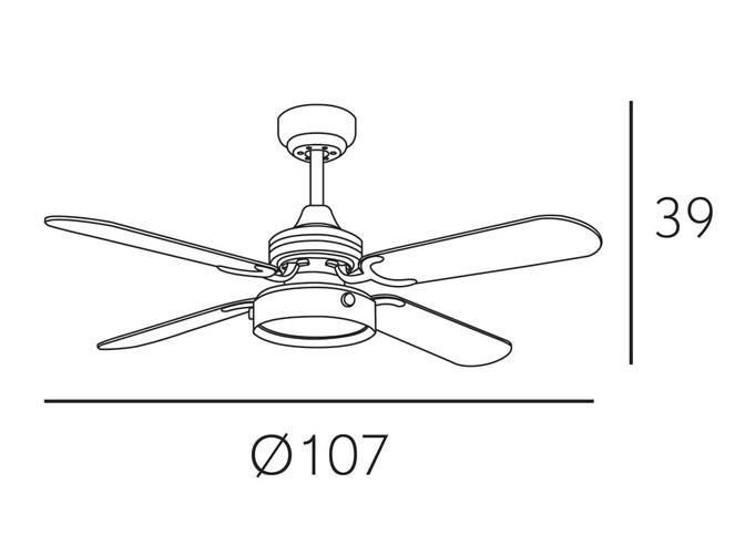 Ventilador blanco 4 aspas control remoto Bornan