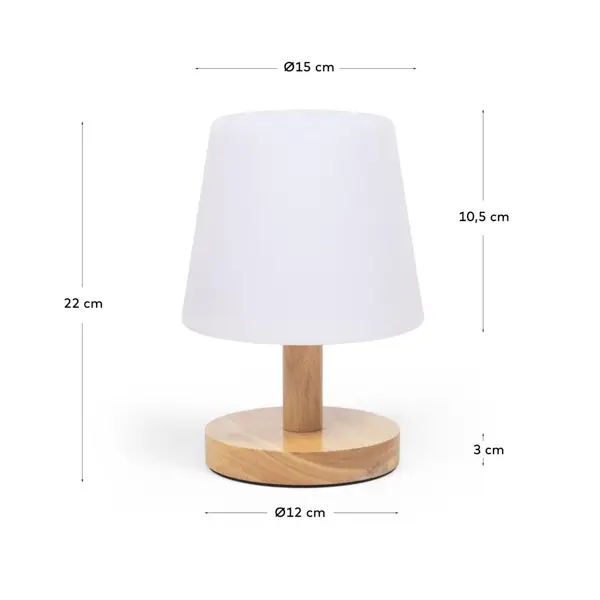 Lámpara de sobre mesa ámbar madera con batería LED