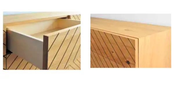 Mueble de televisión de roble nórdico 2 puertas 2 cajones en espiga Forest