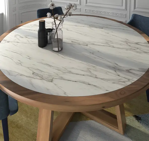 Mesa de comedor redonda porcelánico industrial Lorien