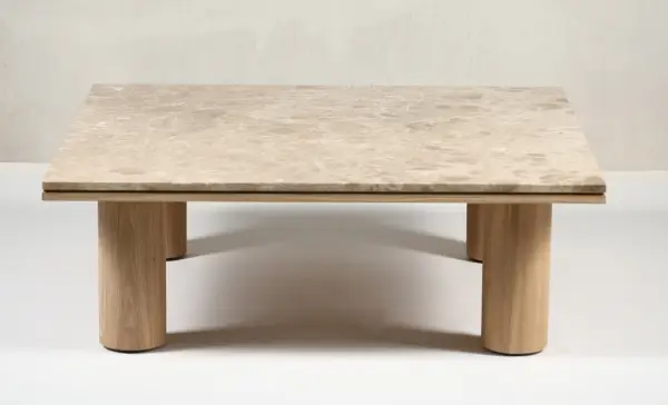 Mesa de centro roble macizo mármol Yzma