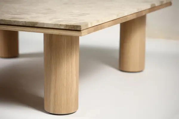 Mesa de centro roble macizo mármol Yzma