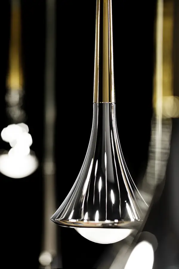 Lámpara de techo cromo con detalles en oro Rain