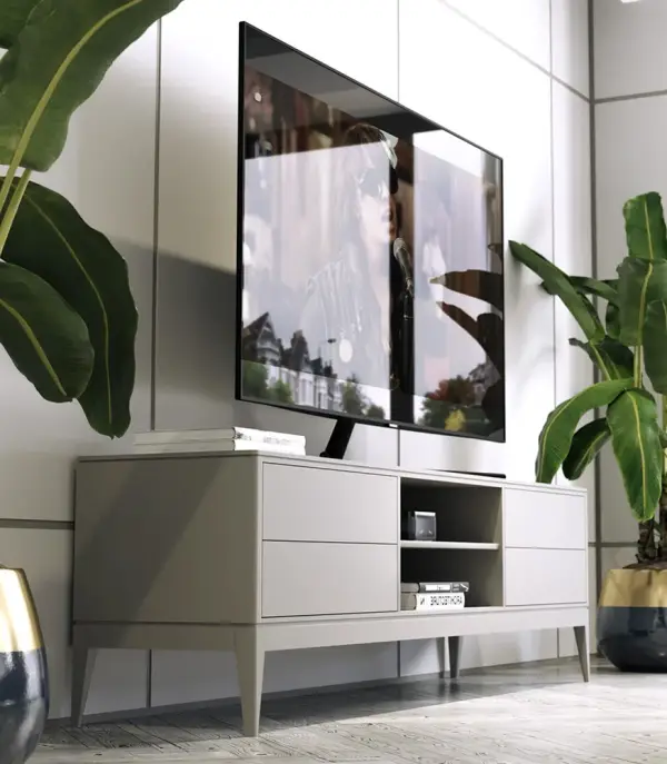 Mesa de televisión 2 cajones 2 huecos Mim