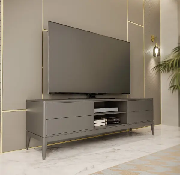 Mesa de televisión 2 cajones 2 huecos Mim