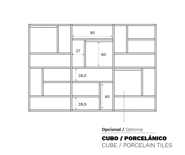 Librería con iluminación Mondrian