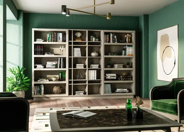 Librería moderna estantes y huecos de 300 Quantum
