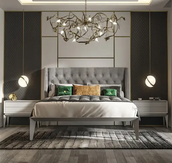 Cama tapizada de diseño Esquire