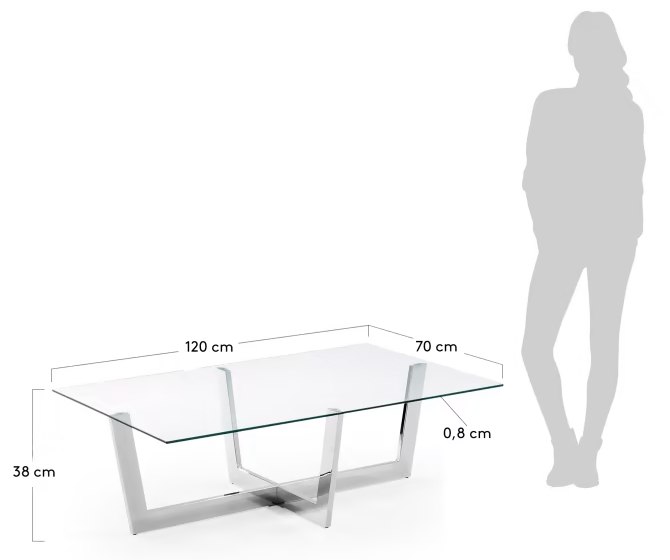 Mesa de centro Plum cromada cristal