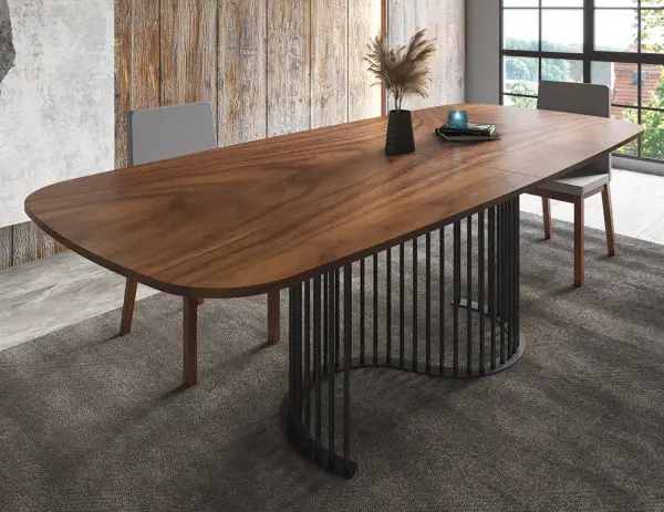 Mesa de comedor ovalada extensible industrial Nilo