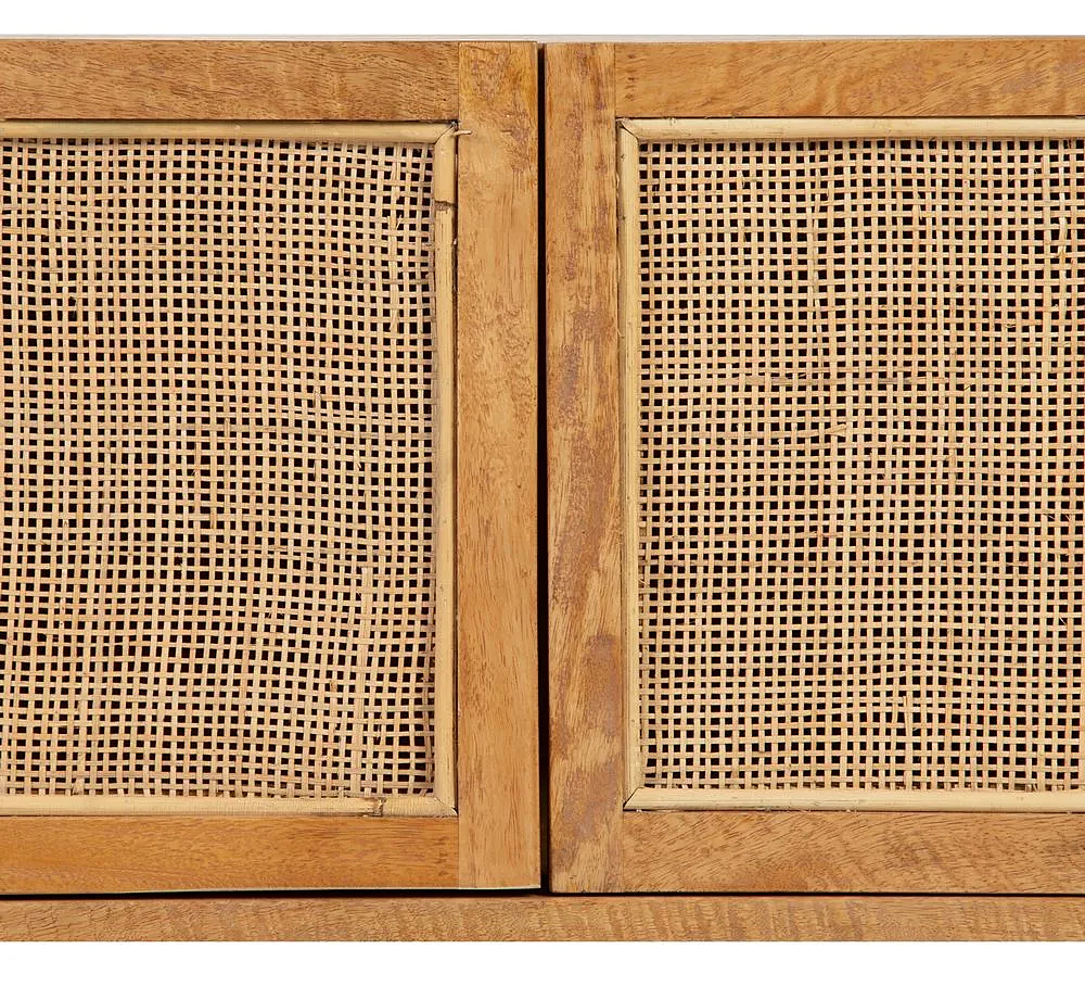 Aparador natural 4 puertas de madera de mango y ratán