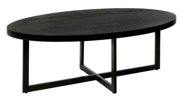 Mesa de centro oval negra de fresno