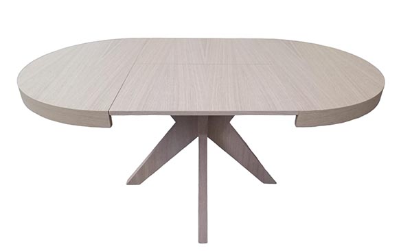 Mesa de comedor redonda extensible Roma roble blanqueado