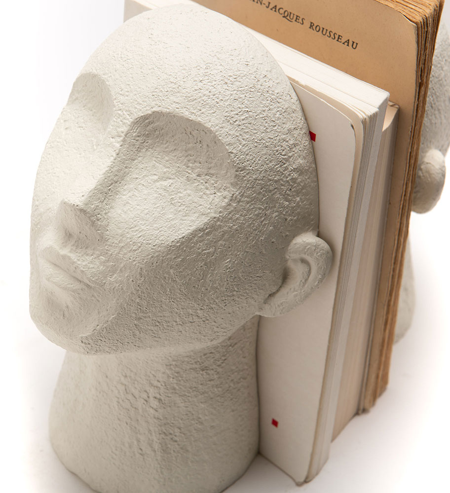 Sujeta libros cabeza blanca