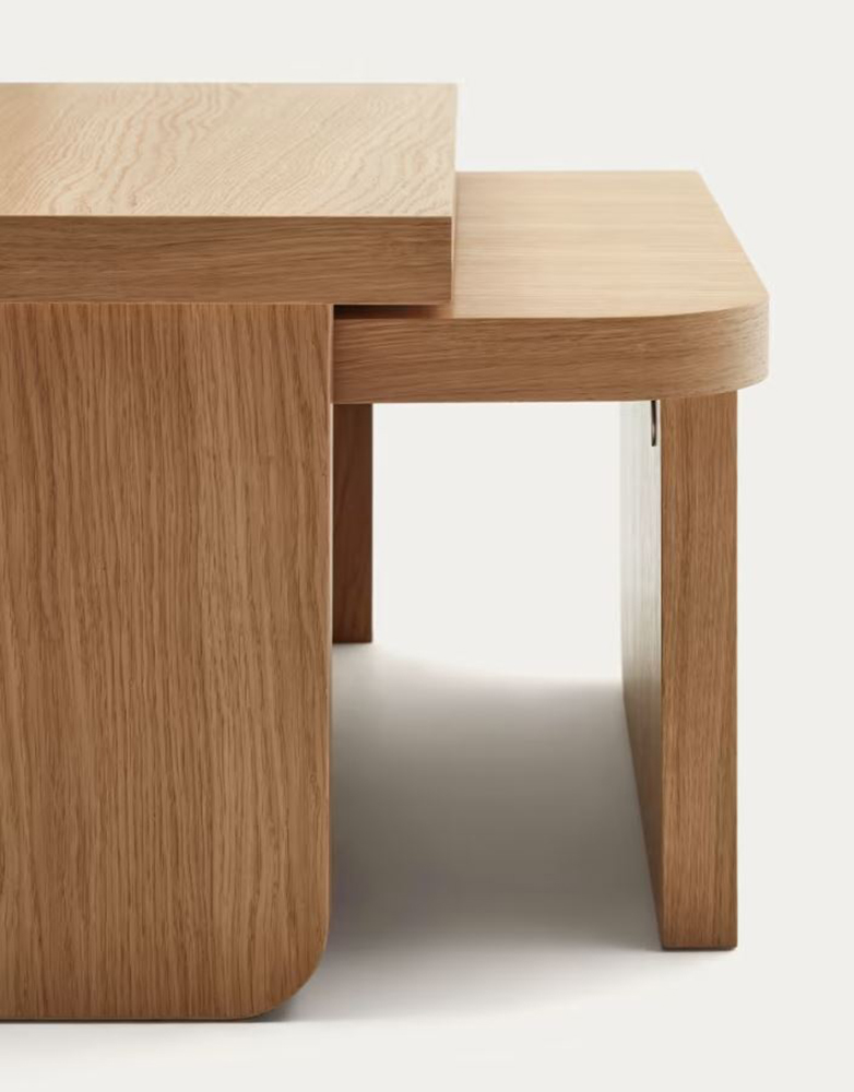 Mesa de centro de chapa de roble Oaq set de 2