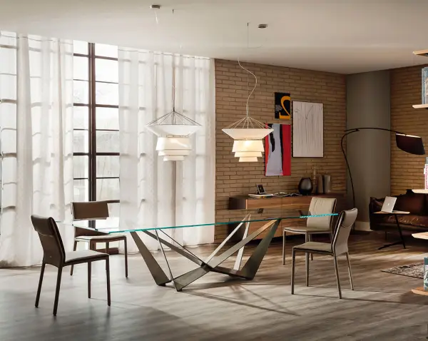 Mesa de comedor cristal Skorpio Cattelan