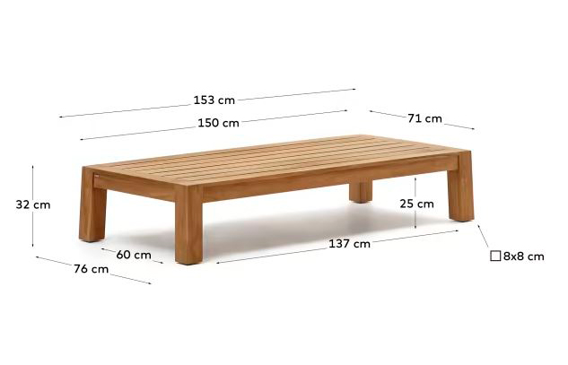 Mesa de centro de jardín teca maciza Forcanera