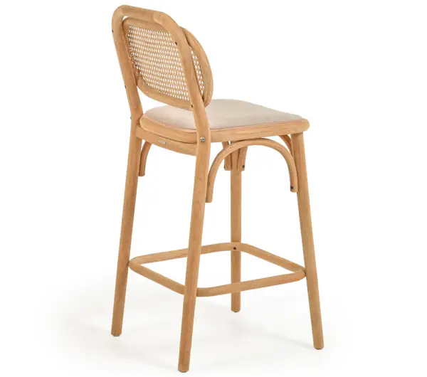 Taburete de cocina madera natural maciza y rejilla Doriane