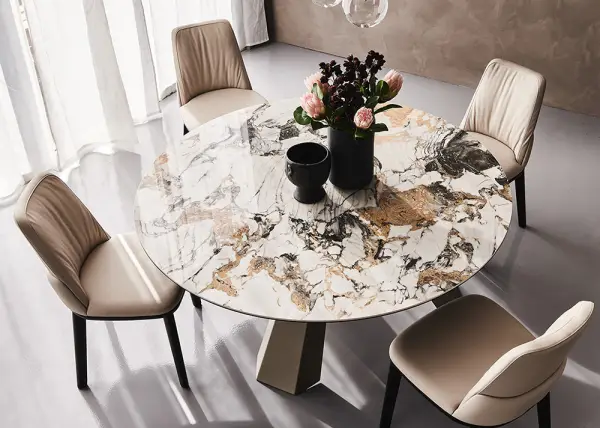 Mesa de comedor redonda keramik Eliot Cattelan