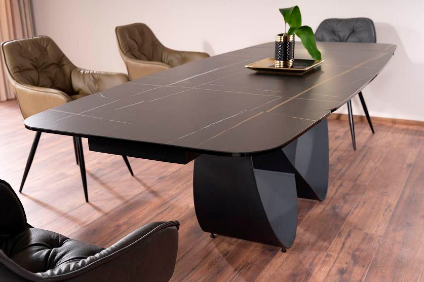 Mesa de comedor extensible porcelánico negro Infinity