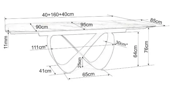 Mesa de comedor extensible porcelánico negro Infinity