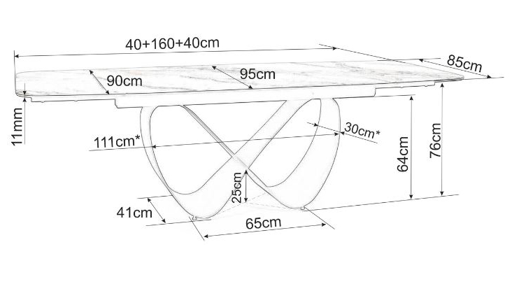 Mesa de comedor extensible porcelánico negro Infinity