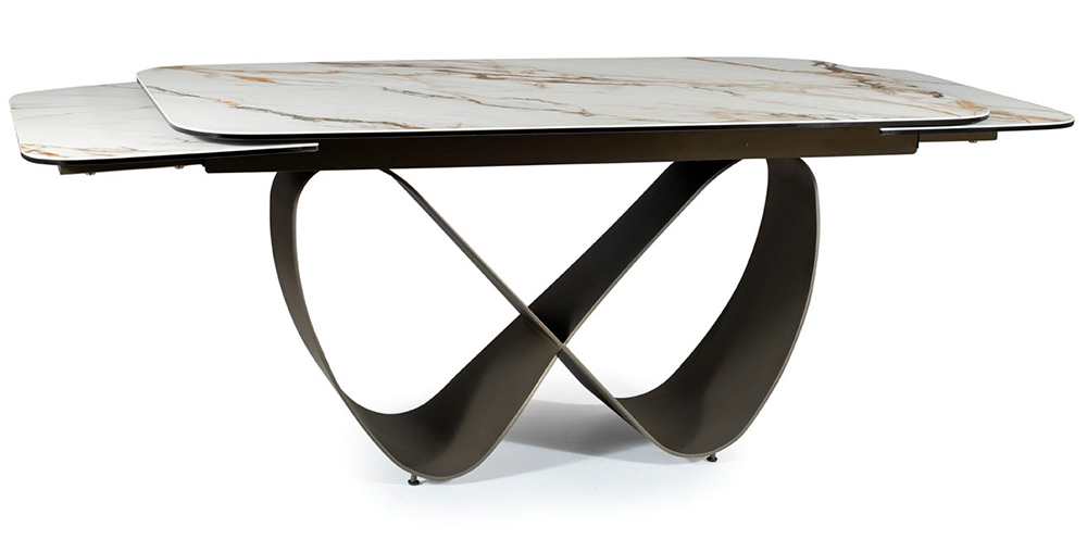 Mesa de comedor extensible porcelánico blanco Infinity