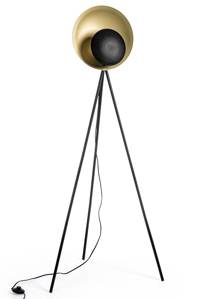 Lámpara de pie negro y oro Tripode