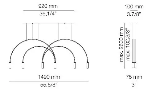 Lámpara de techo 4 arcos industrial Talvo
