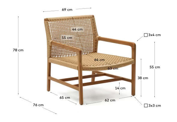 Sillón madera maciza de teca Sabolla