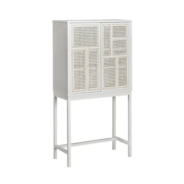 aparador alto nórdico rejilla air blanco