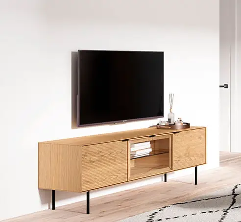 Mesa de televisión 3 puertas industrial Sarek